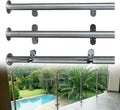 110cm High Glass Balustrade Railing Post Glazing Stainless Steel Pole Handrail Silver Pack of 2 F625897