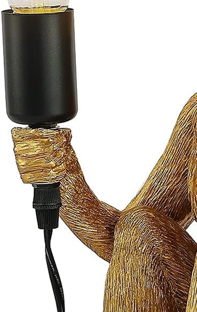 Monkey Lamp Gold Resin Sitting Lamp P7544