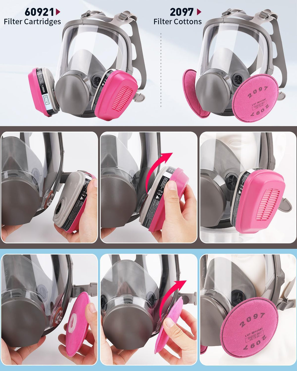Reusable Full Face Respirator Mask with Filters Y31678