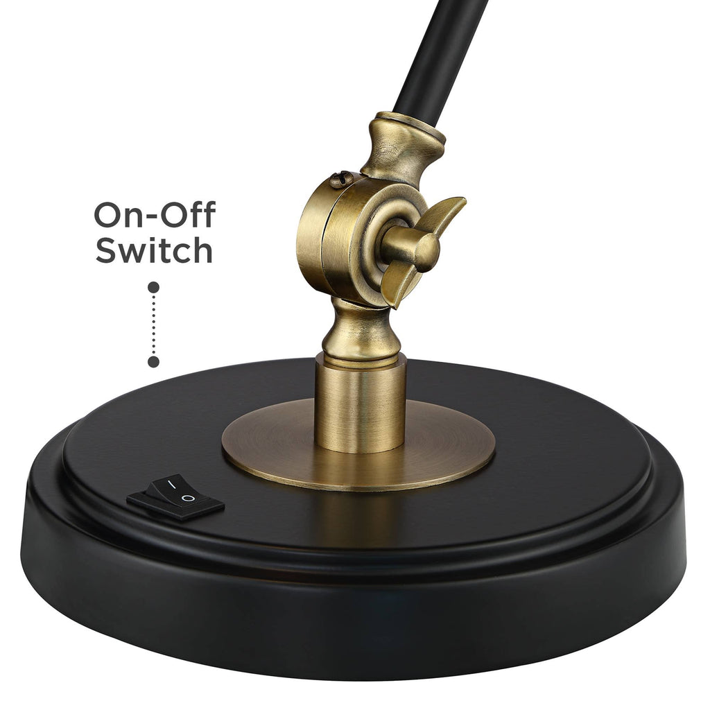 Modern Industrial Desk Table Lamp with USB Charging Port Adjustable Black Antique Brass Q354