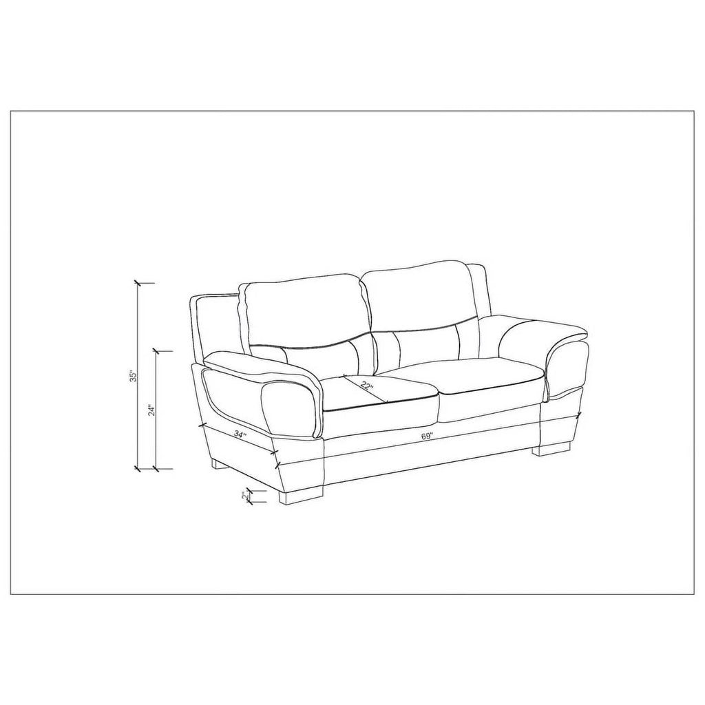 69" Modern Faux Leather Upholstered Loveseat in Black F207