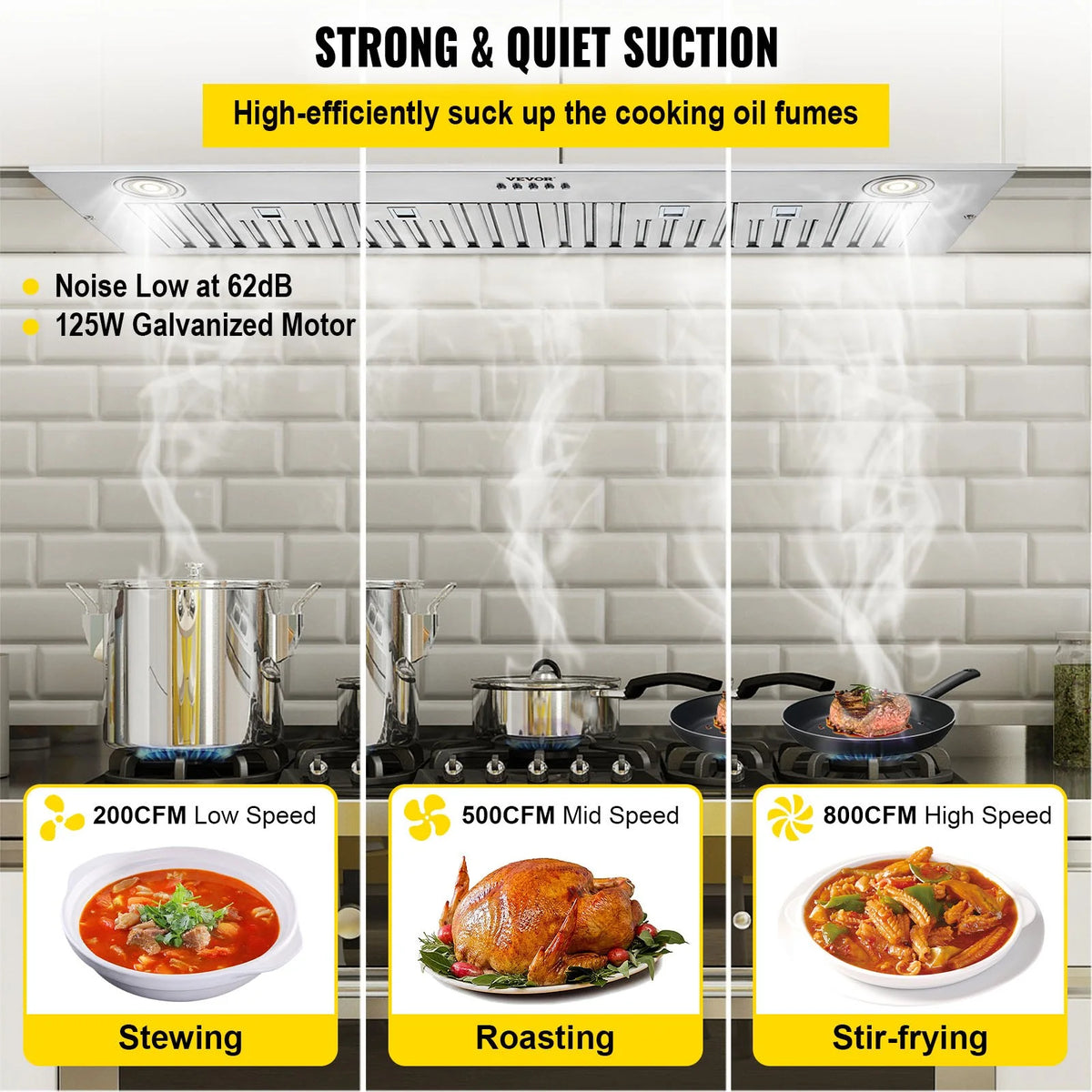 30 Inch 800CFM 3-Speed Stainless Steel Insert Range Hood R179