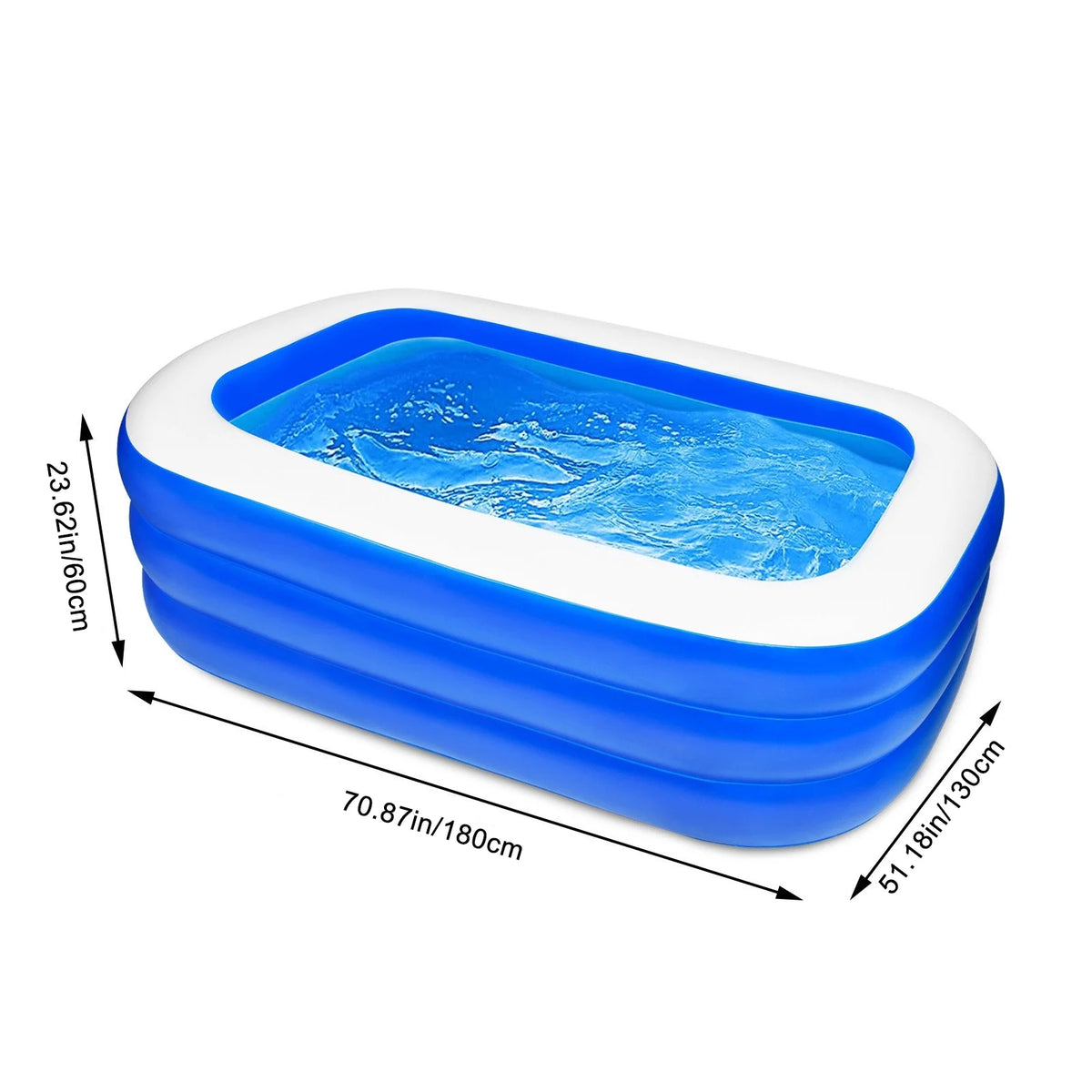 Inflatable Kiddie Pool 71 x 51 x 24 Rectangle Swimming Pool L870656