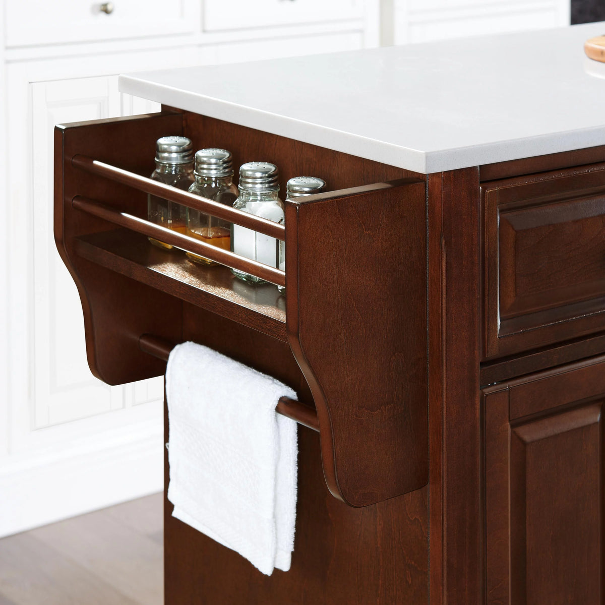 Mahogany Wood Granite Top Kitchen Island I298