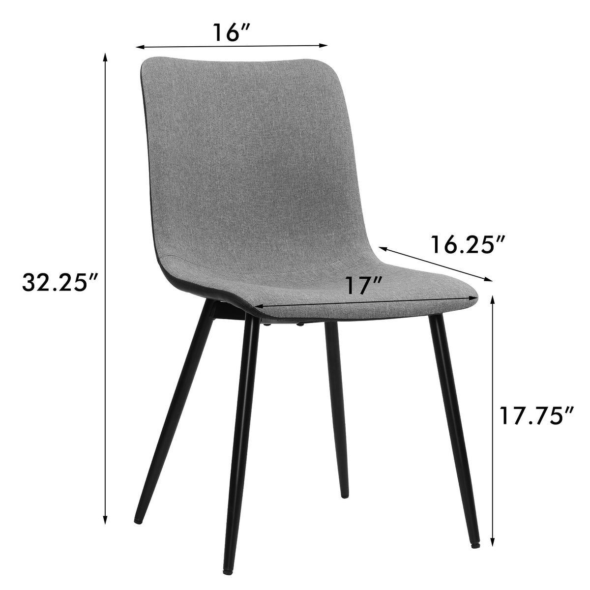 Grey Fabric Dining Chairs Set of 4 H598