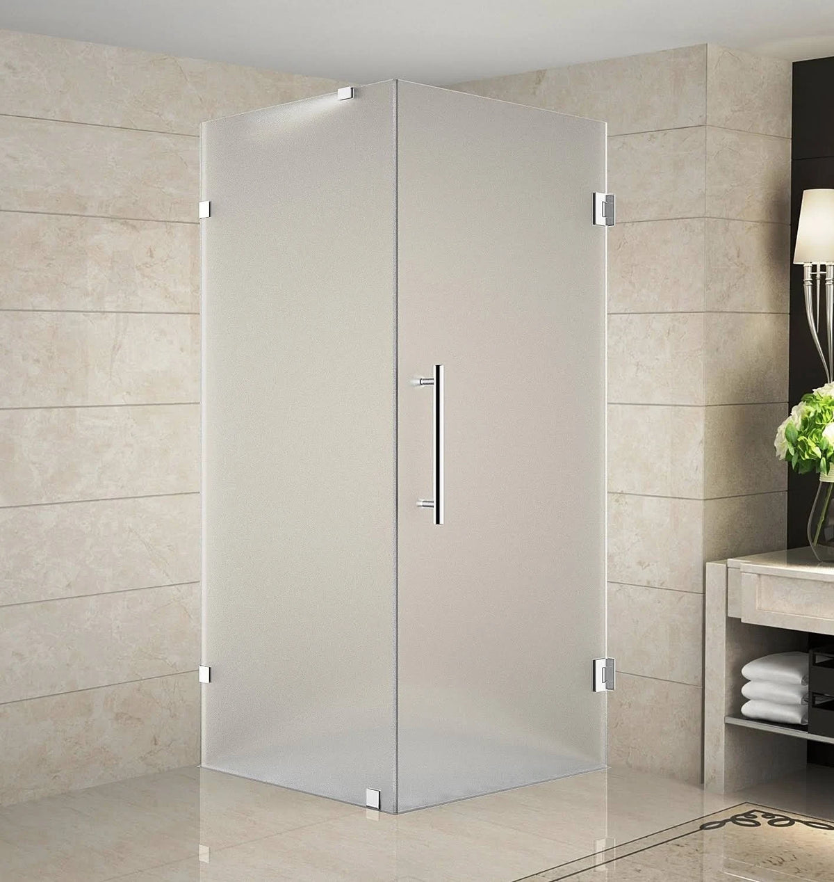 Frameless Hinged Shower Enclosure with Frosted Glass P6001