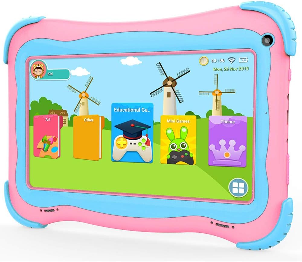 Kids Tablet 8 inch Android 10.0 Tablet, 2GB RAM 32GB ROM, Quad Core Processor, IPS HD Display, Dual Cameras, WiFi Tablet with Case B143