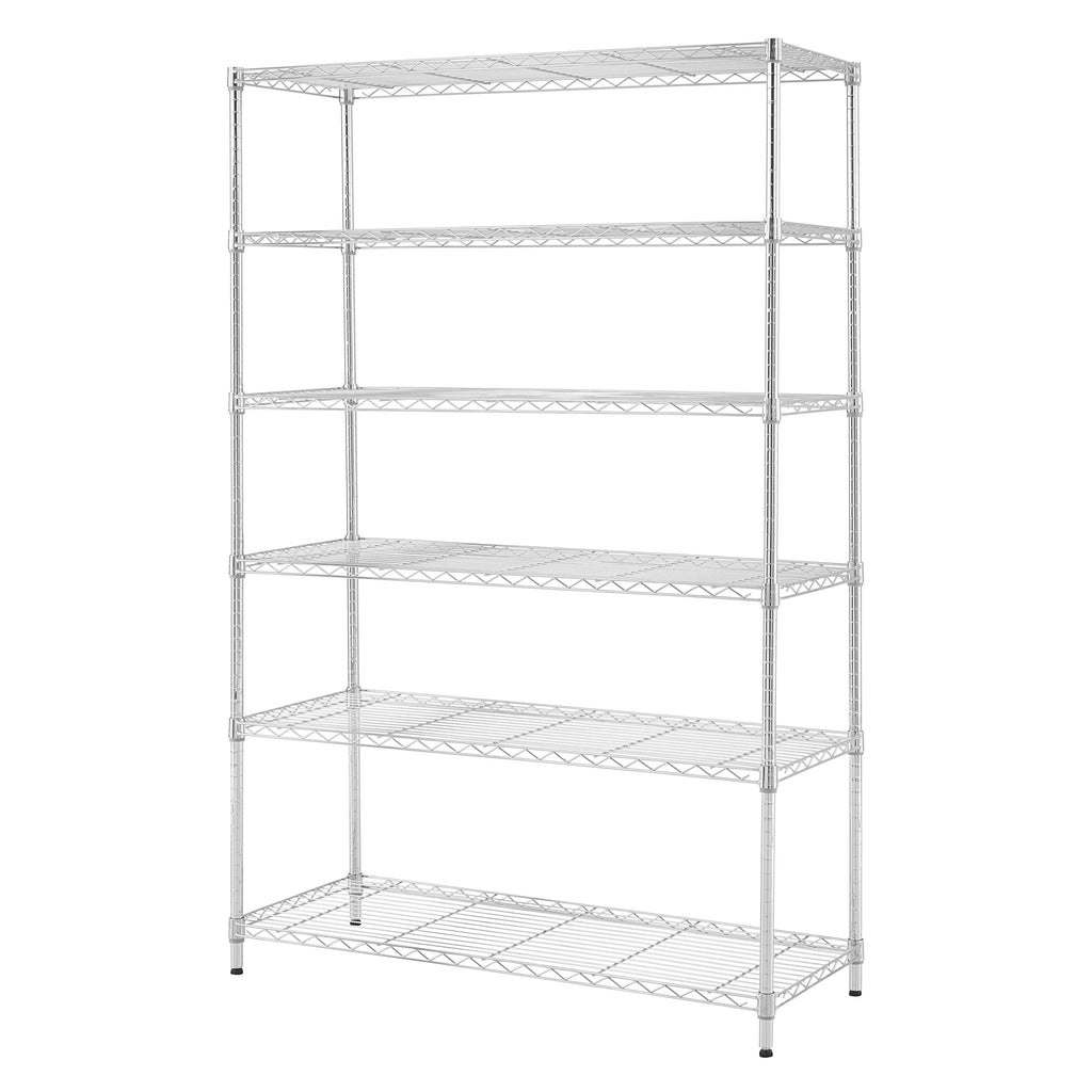 Steel 6-Tier Storage Shelf Unit 2100lb Capacity Chrome U2543