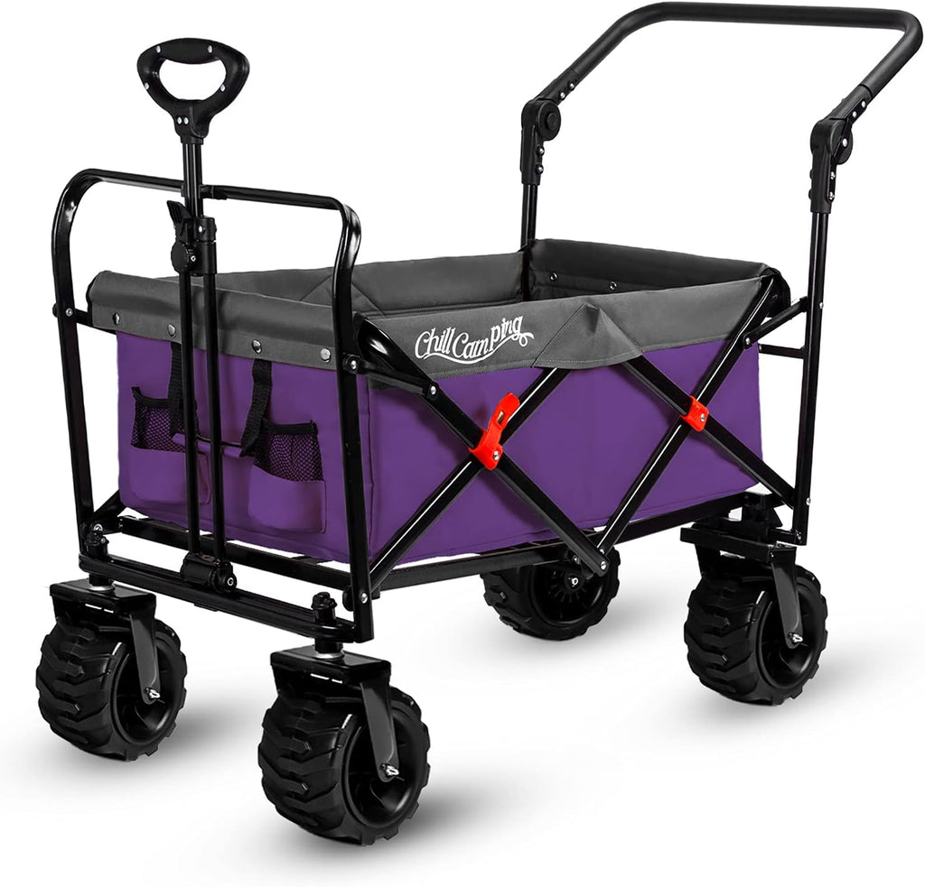 Purple Collapsible Beach Wagon with Rubber Wheels D423