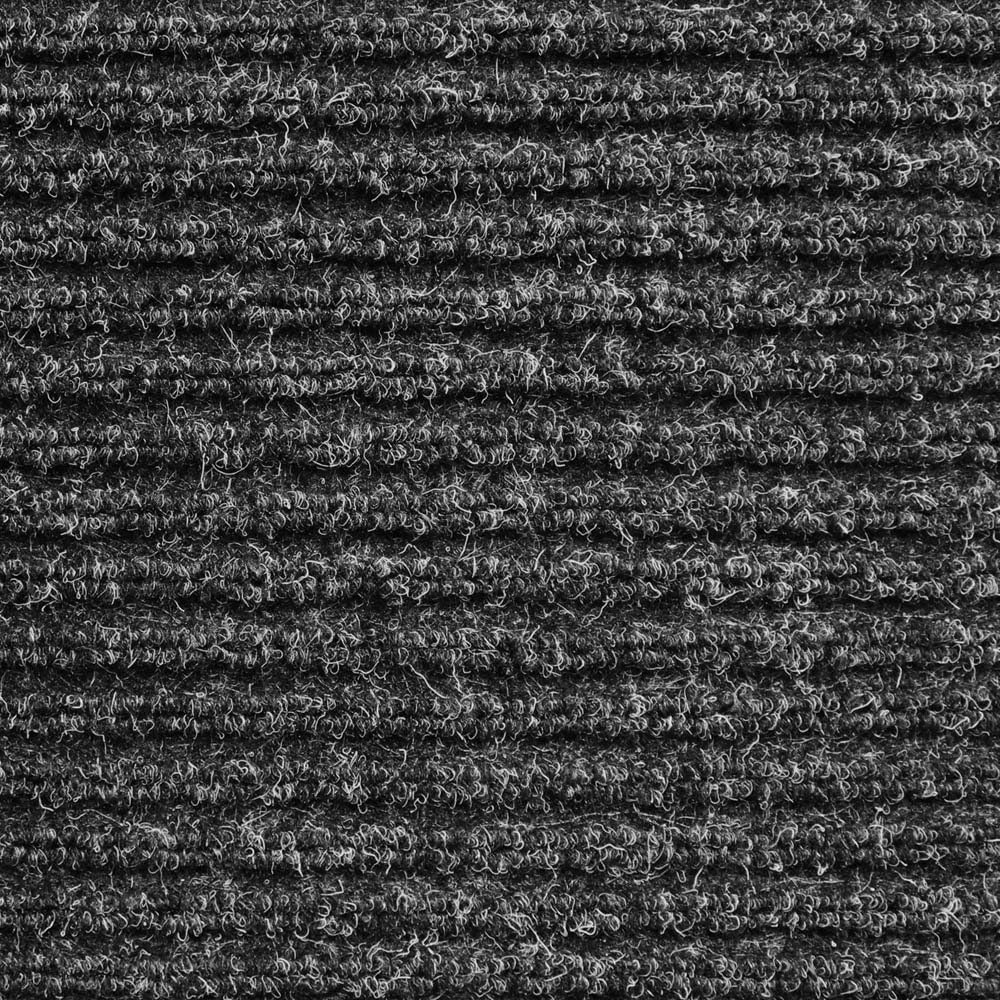 Heavy-Duty Ribbed Indoor Outdoor Carpet with Rubber Marine Backing - Charcoal Black - 6 Feet X 15 Feet Q4300