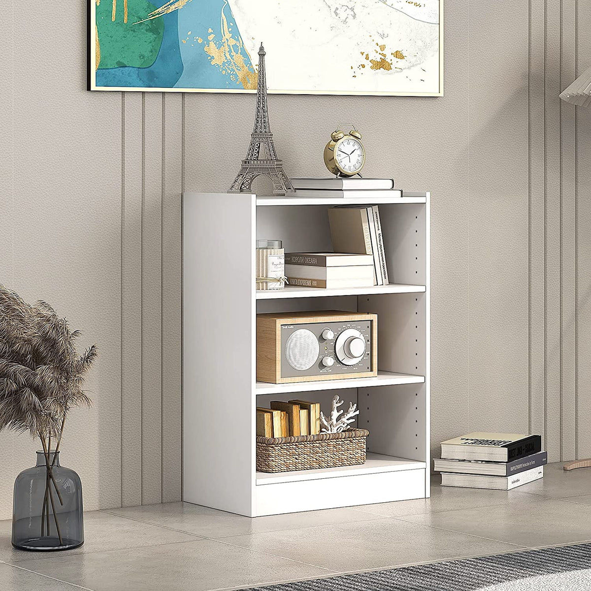 3-Tier Open Bookcase with Adjustable Shelves D847