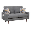 Dark Gray Woven Fabric Loveseat with USB Charging Ports D36482