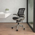 Mid-Back Transparent Black Mesh Executive Swivel Office Chair with Flip-Up Arms J16744