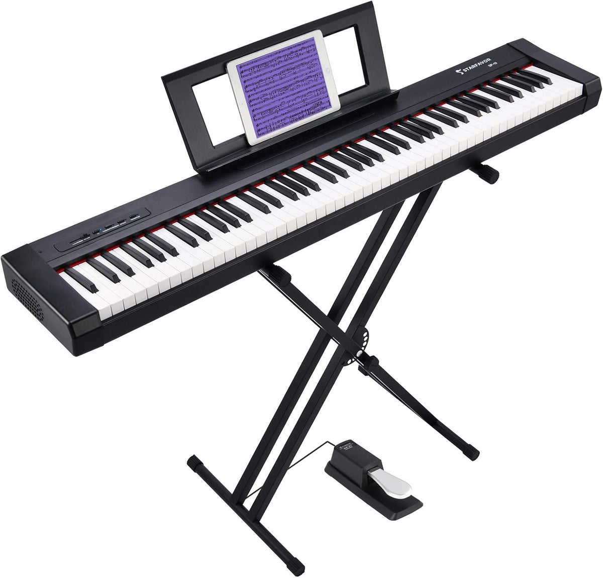 88 Key Digital Piano with Semi Weighted Keys and Dual 30W Speakers W29817