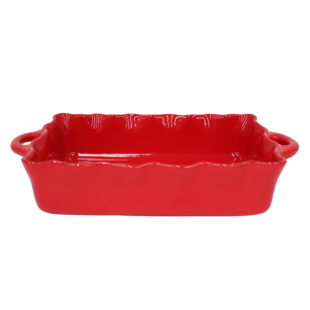 Red Ruffled Rectangular Baker L807155