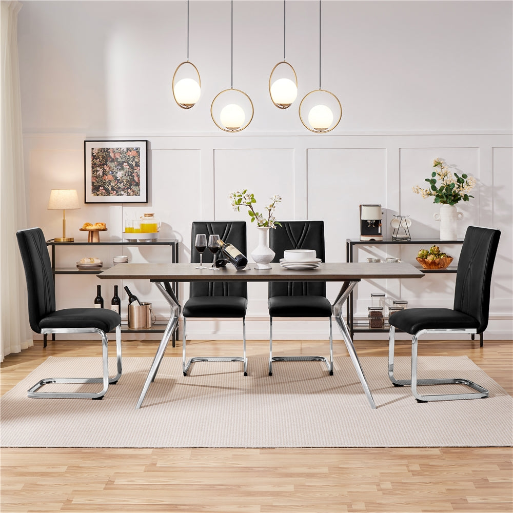 Black Faux Leather Dining Chairs Set of 2 J253766