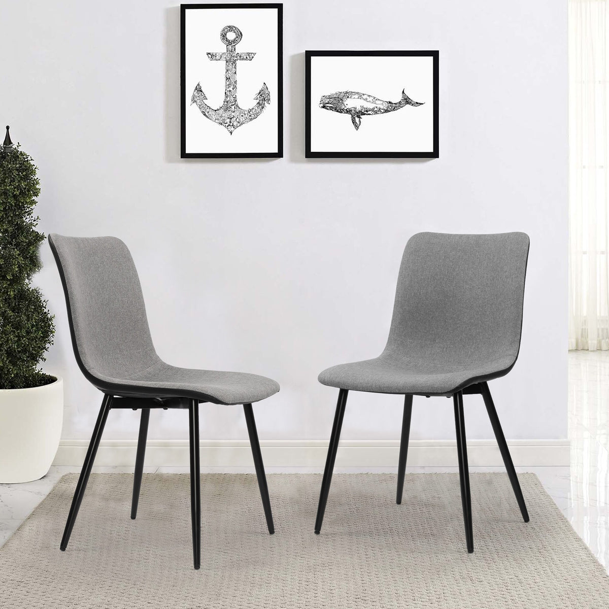 Grey Fabric Dining Chairs Set of 4 H598