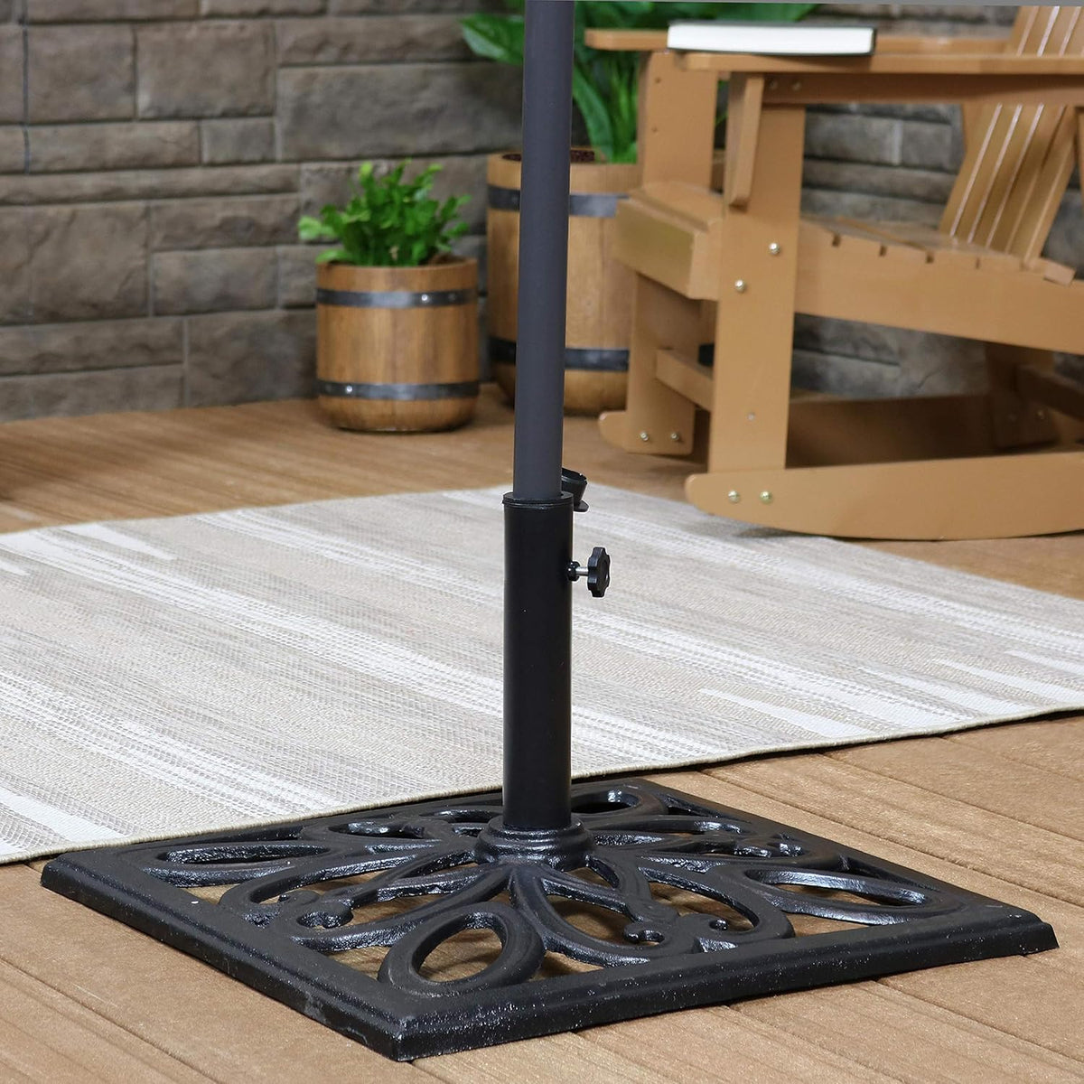 22-Inch Square Cast Iron Umbrella Base Black C663907