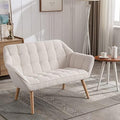 White Upholstered Loveseat Sofa with Wood Legs H591607