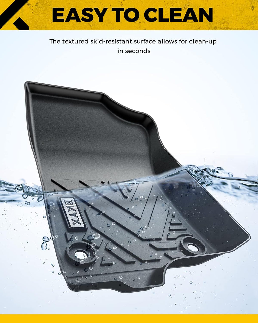 All Weather TPE Black Car Floor Mats Front & 2nd Row G51947