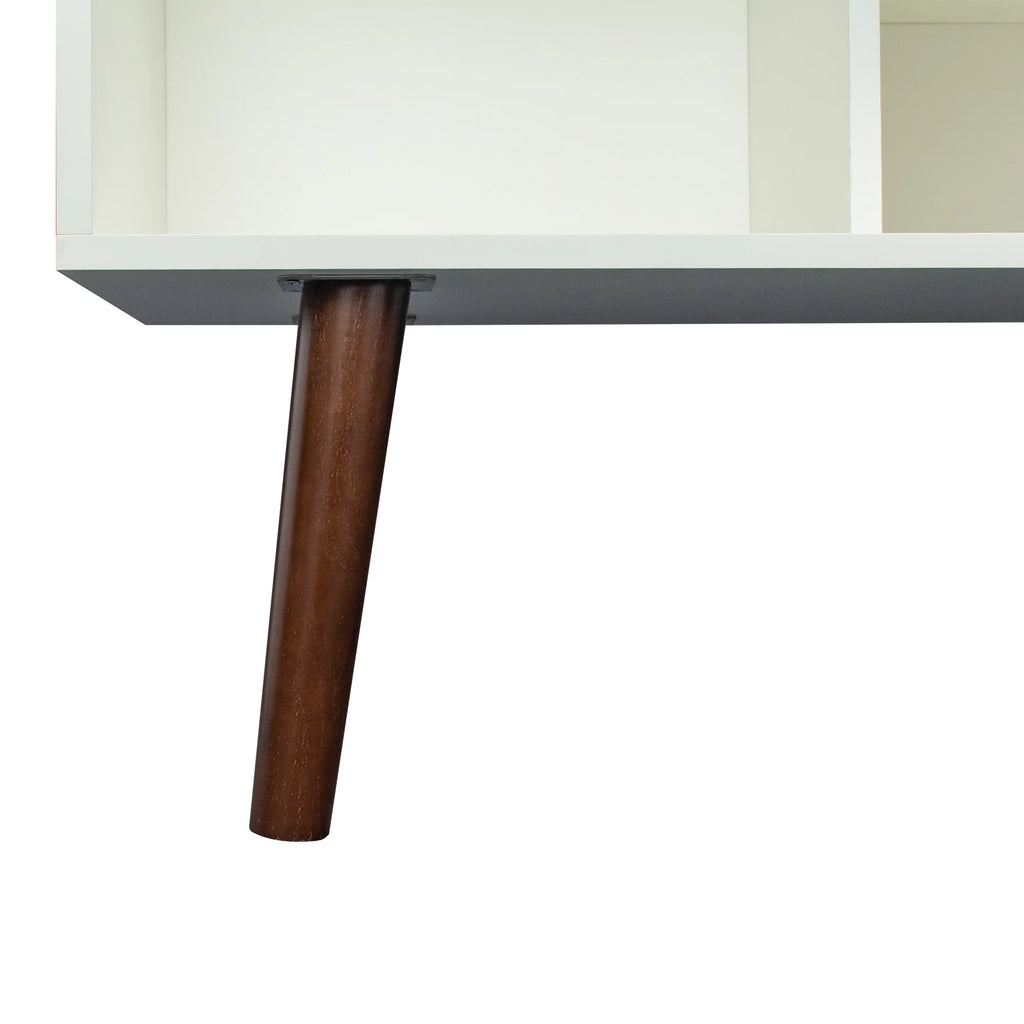 White Particle Board TV Stand with Storage and 2 Shelves F82002