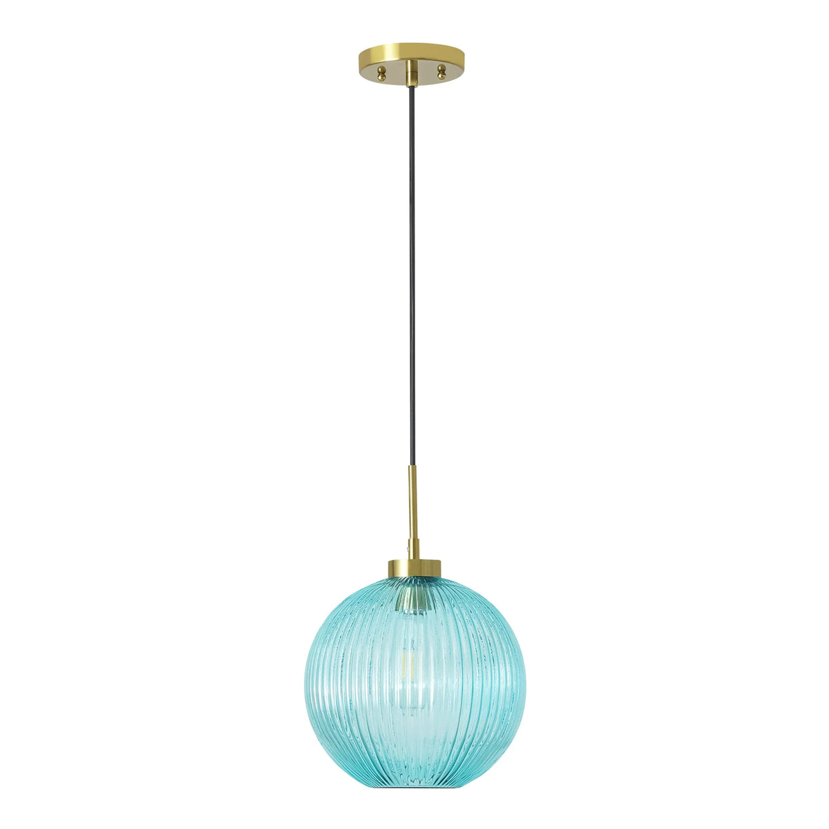 Ribbed Glass Globe Pendant O422