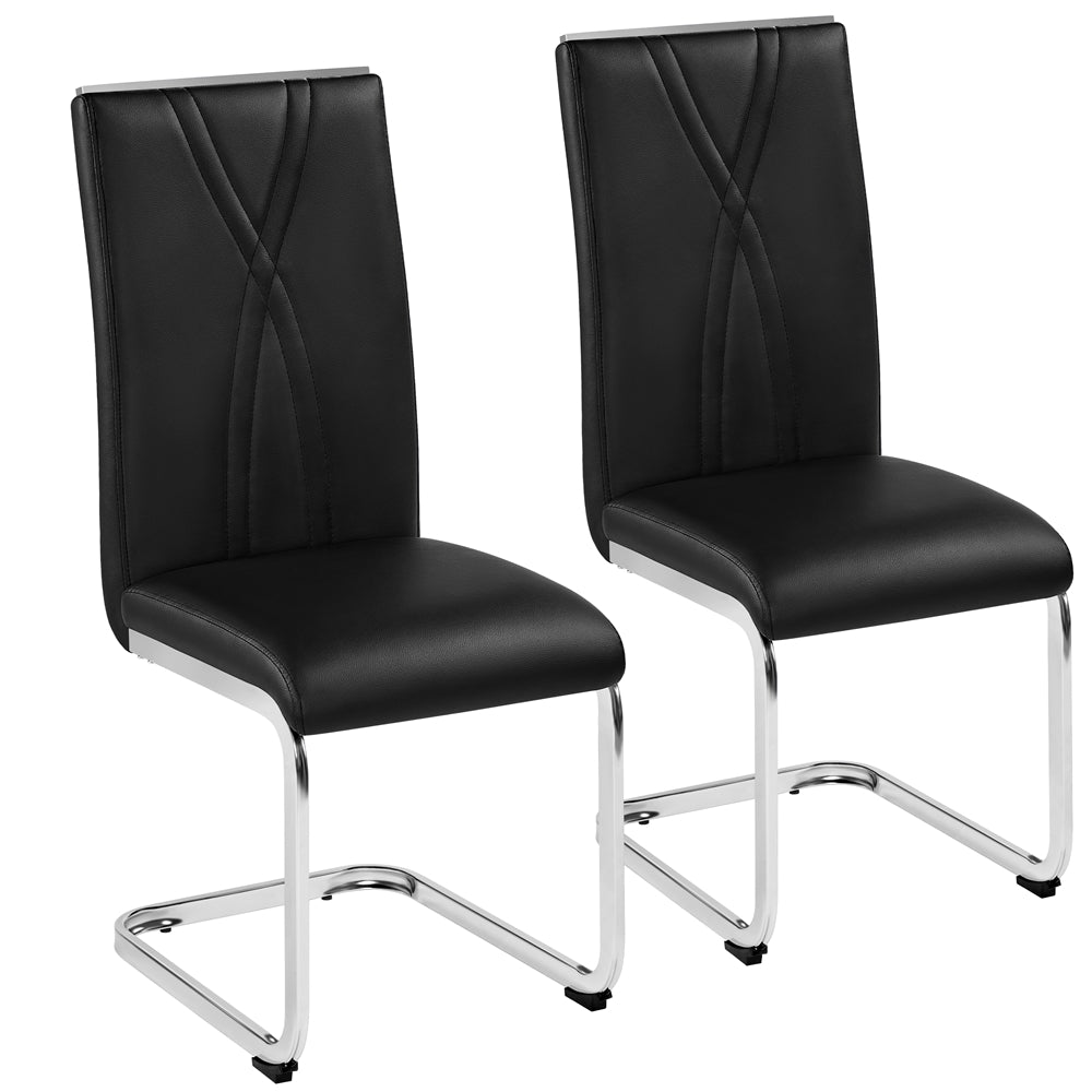 Black Faux Leather Dining Chairs Set of 2 J253766