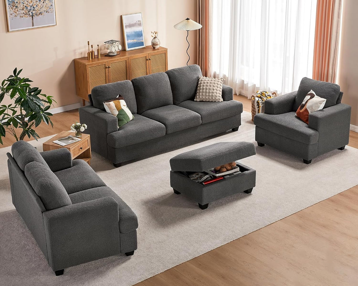 Grey Chenille 3 Seater Sofa I93989
