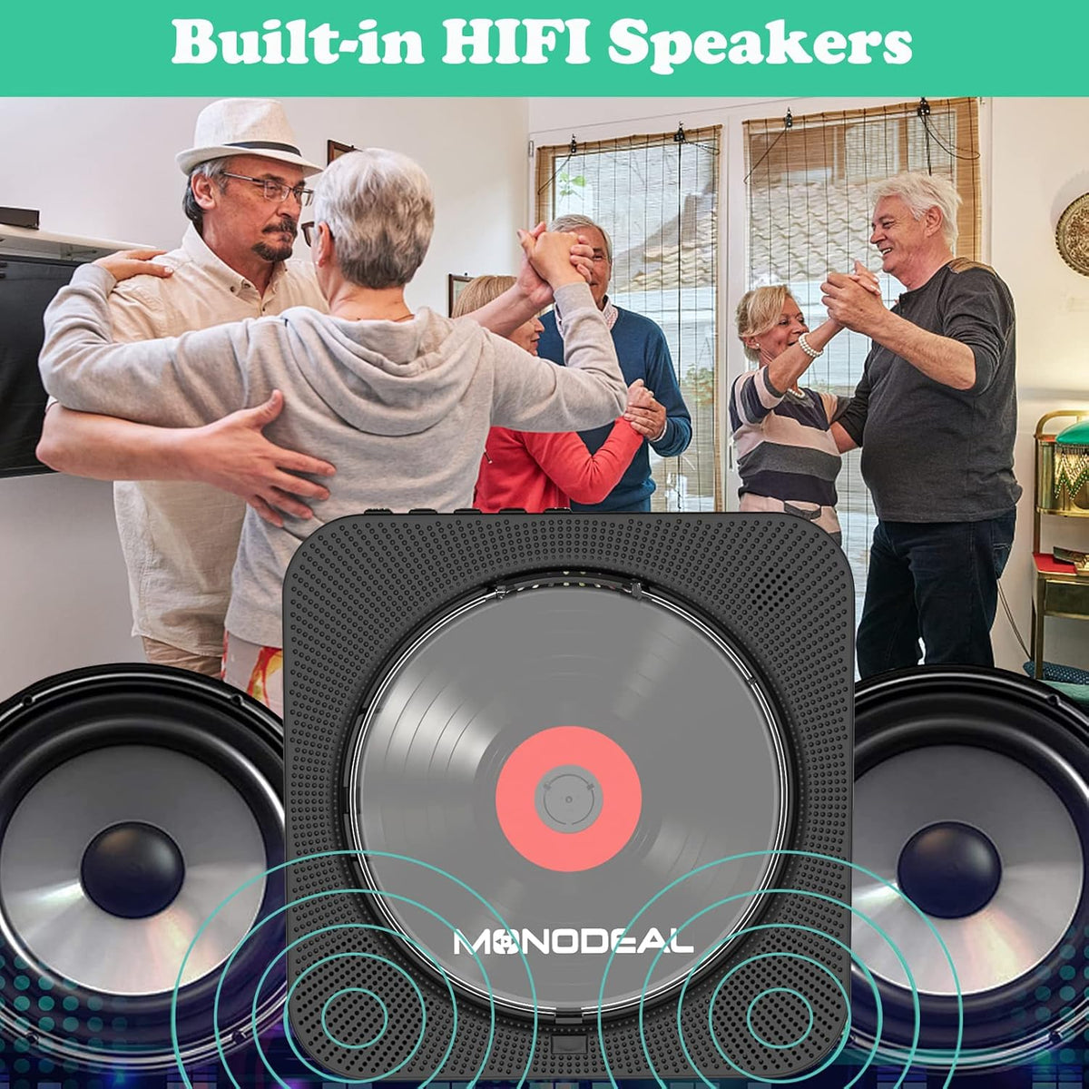 Wall Mounted Bluetooth CD Player with Built-in Dual Speakers M989