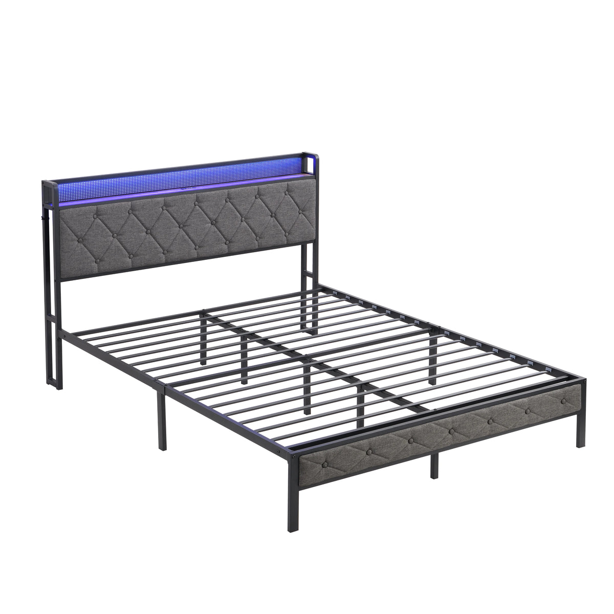 Full Size Upholstered Platform Bed Frame with USB Ports Z116