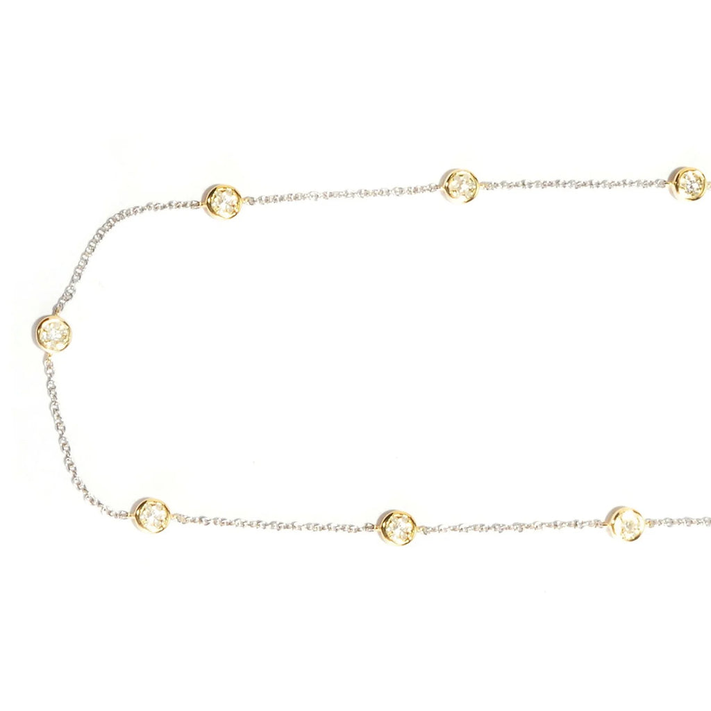 Yellow Gold Over Silver Diamond Chain Necklace 24.00"L F269