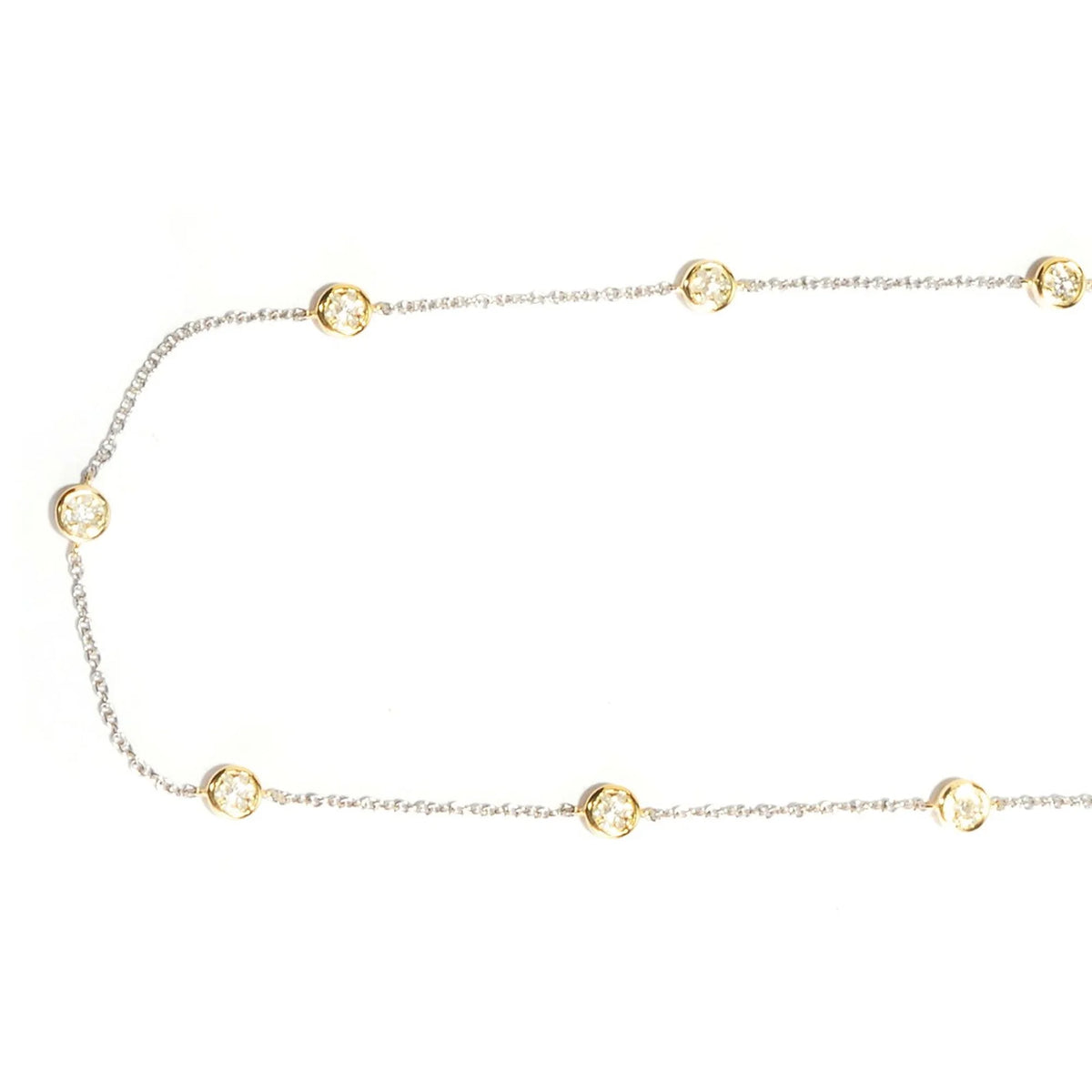 Yellow Gold Over Silver Diamond Chain Necklace 24.00"L F269