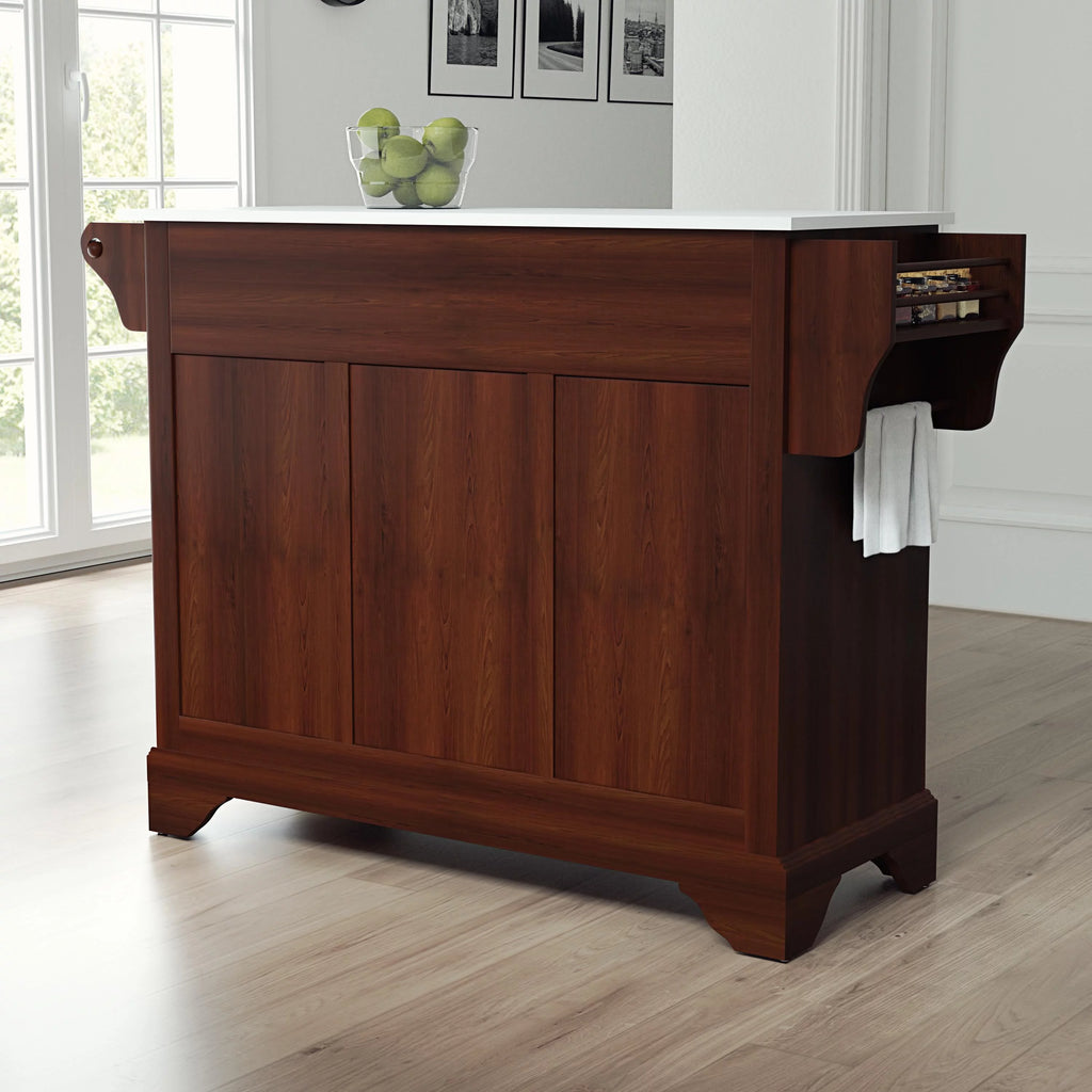 Mahogany Wood Granite Top Kitchen Island I298