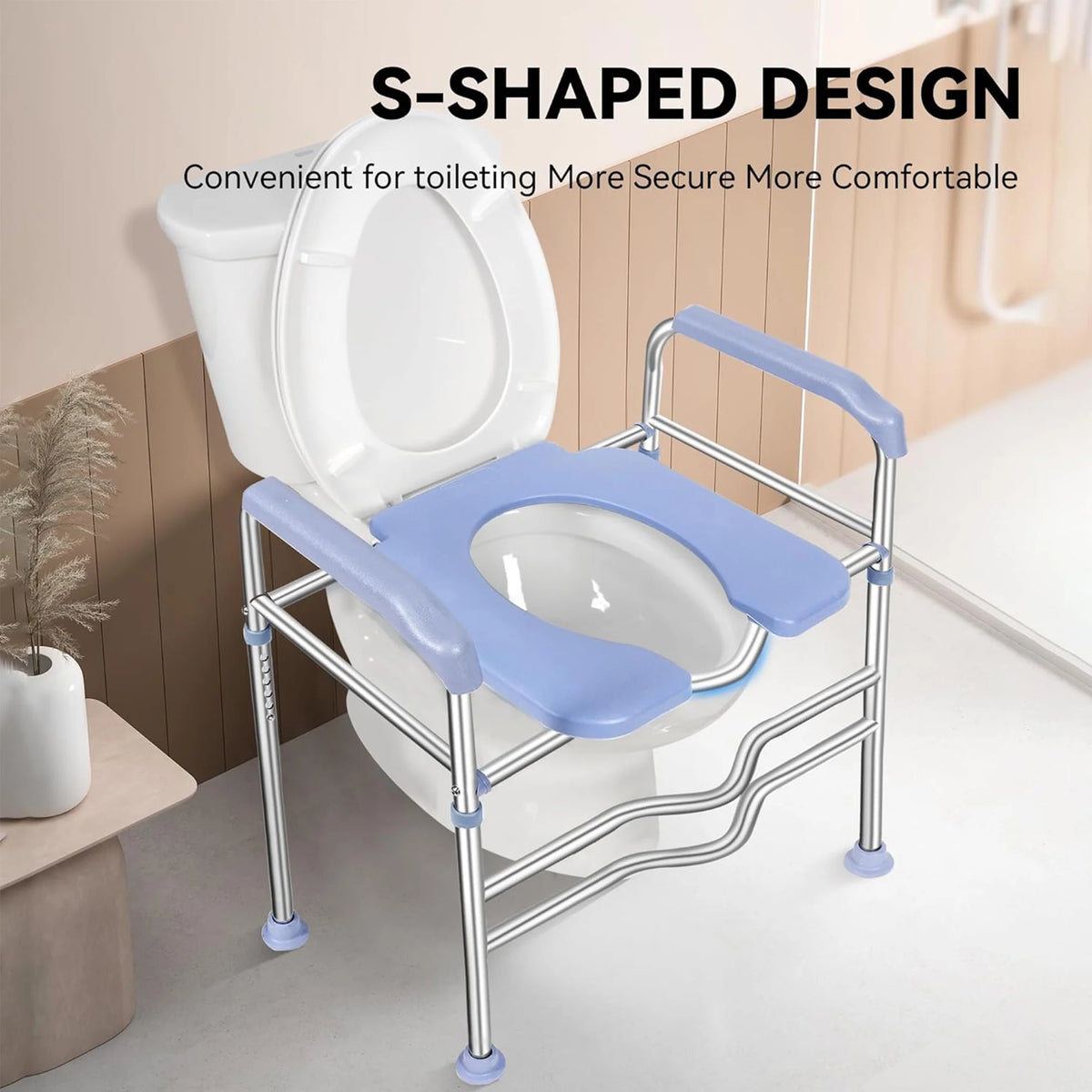 Raised Toilet Seat with Handles and Soft Seat, up to 400lbs Commode Chair N3184