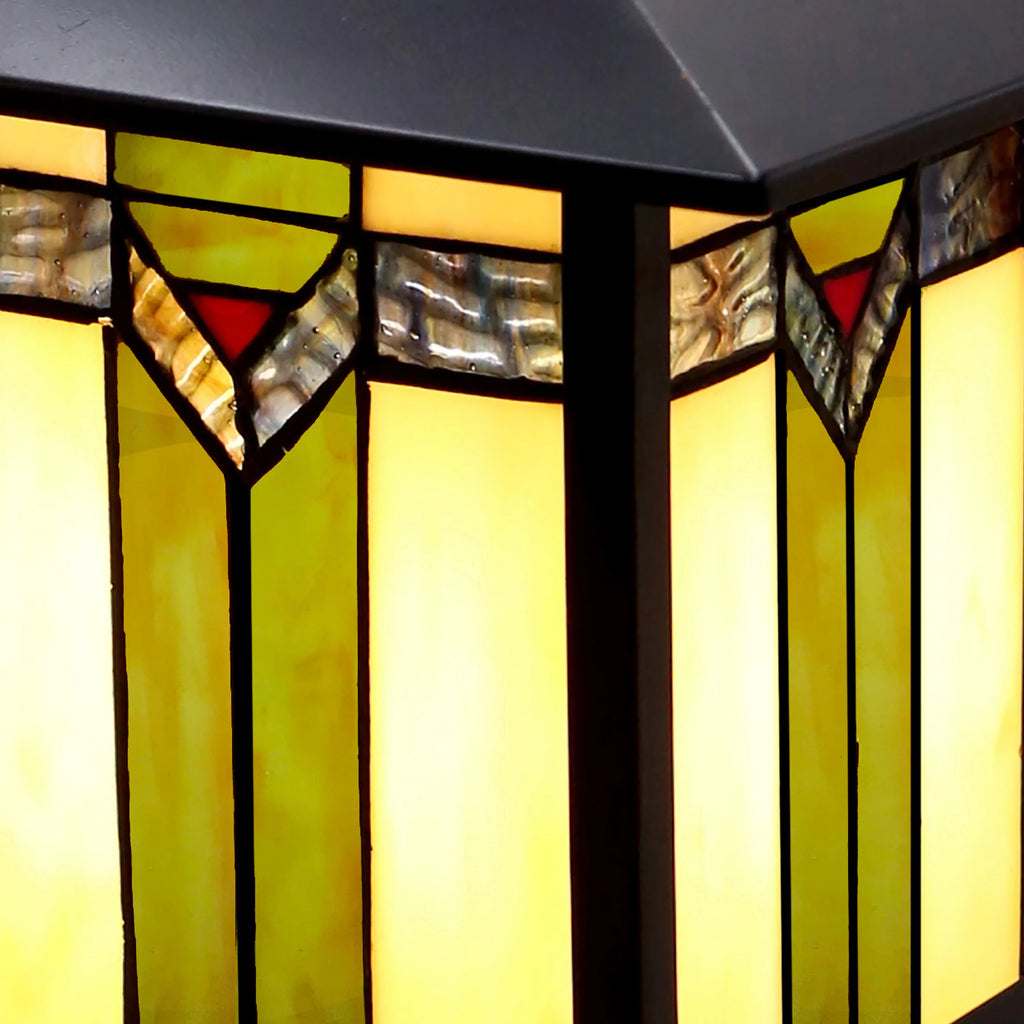 1-Light Bronzed Stained Glass Outdoor Wall Sconce T86531