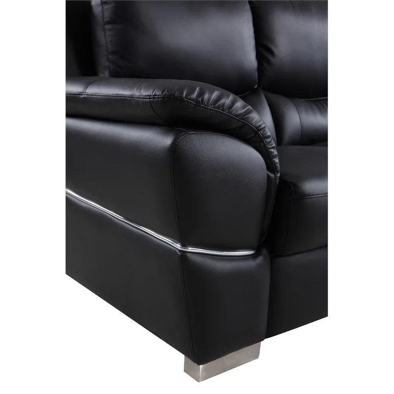 69" Modern Faux Leather Upholstered Loveseat in Black F207