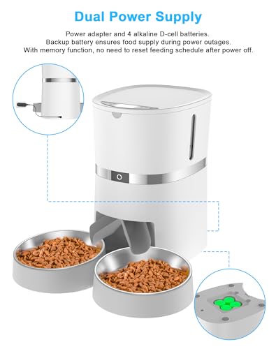 Automatic Cat Feeder with Two-Way Splitter and Double Bowls B592
