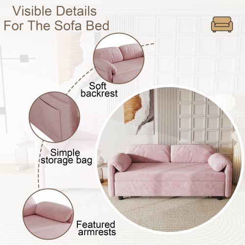 54'' Velvet 2-Seater Pull Out Sofa Bed with Storage Pockets D866193