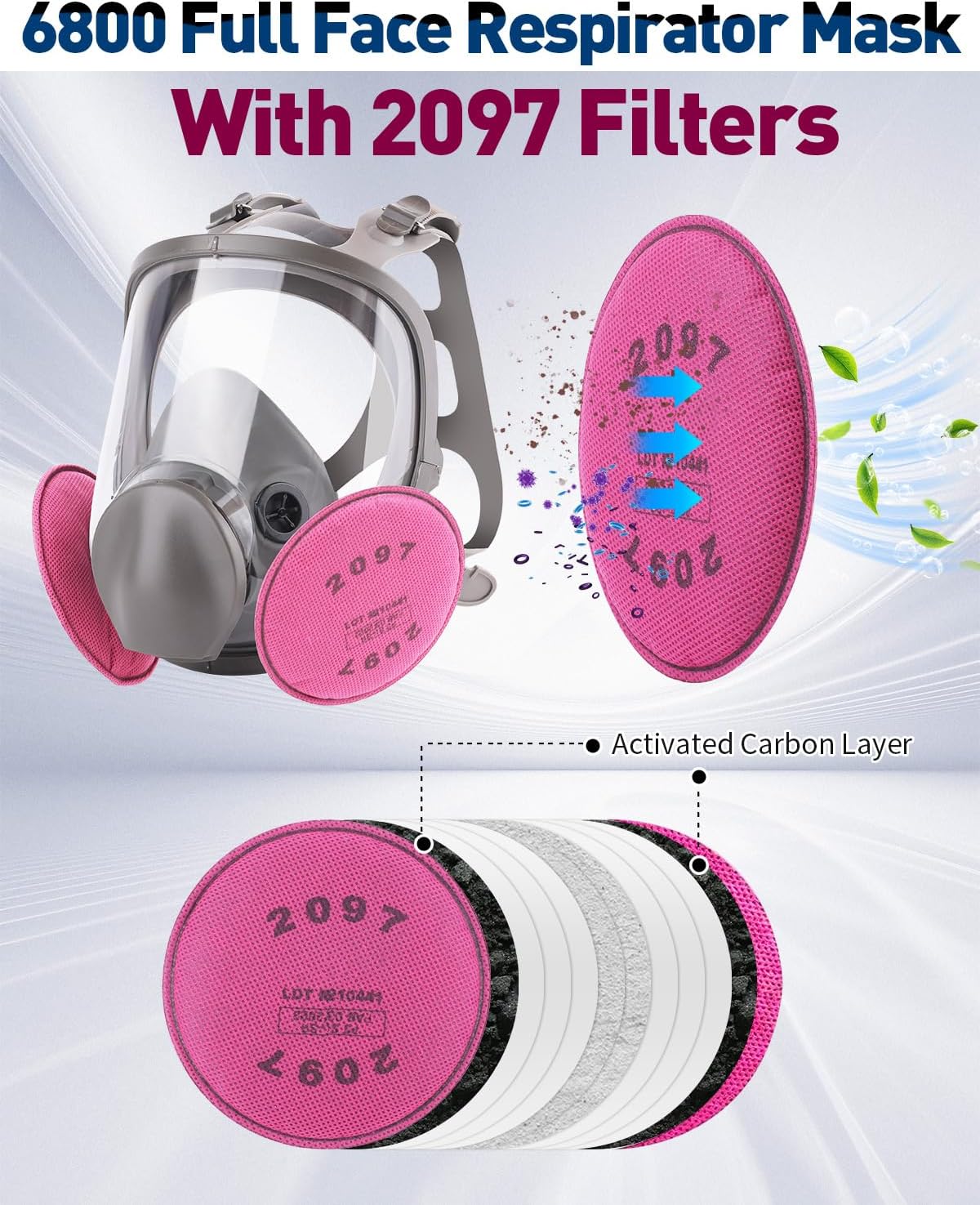 Reusable Full Face Respirator Mask with Filters Y31678