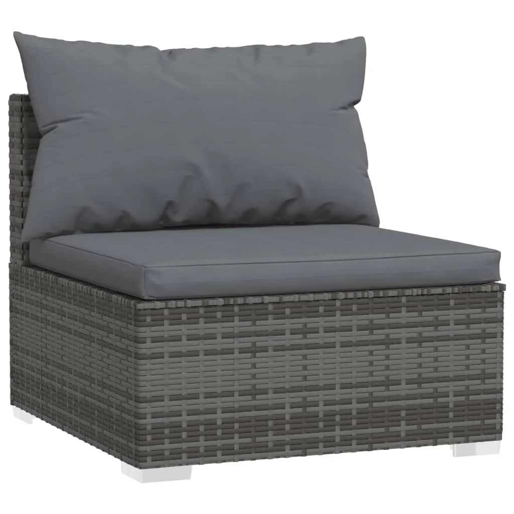 9 Piece Gray Poly Rattan Patio Set with Cushions I25489