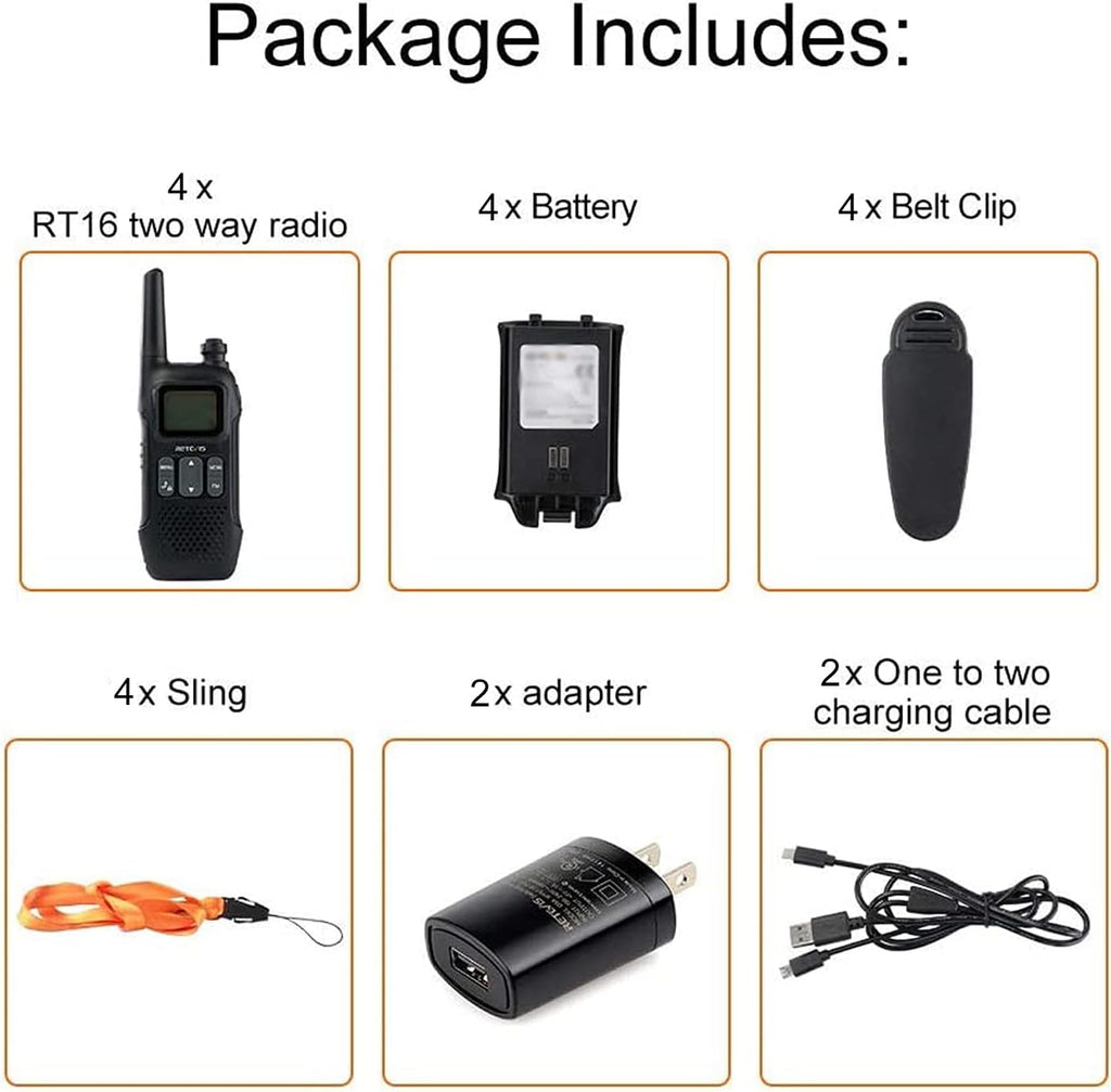4 Pack Rechargeable Two Way Radio Walkie Talkies L4963