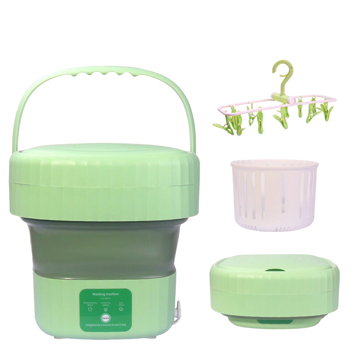 Mini Foldable Washer and Spin Dryer (Green) I148229