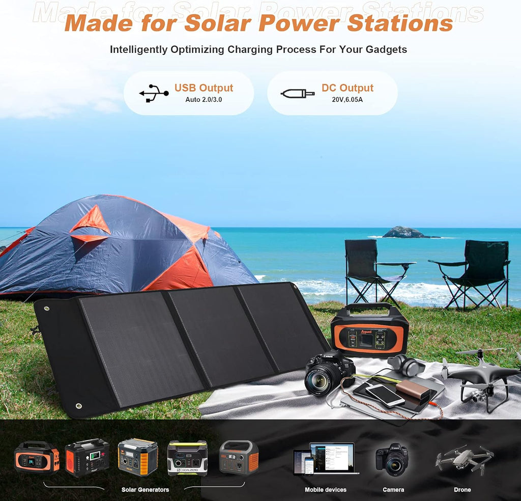 120W Foldable Monocrystalline Solar Panel with USB D970