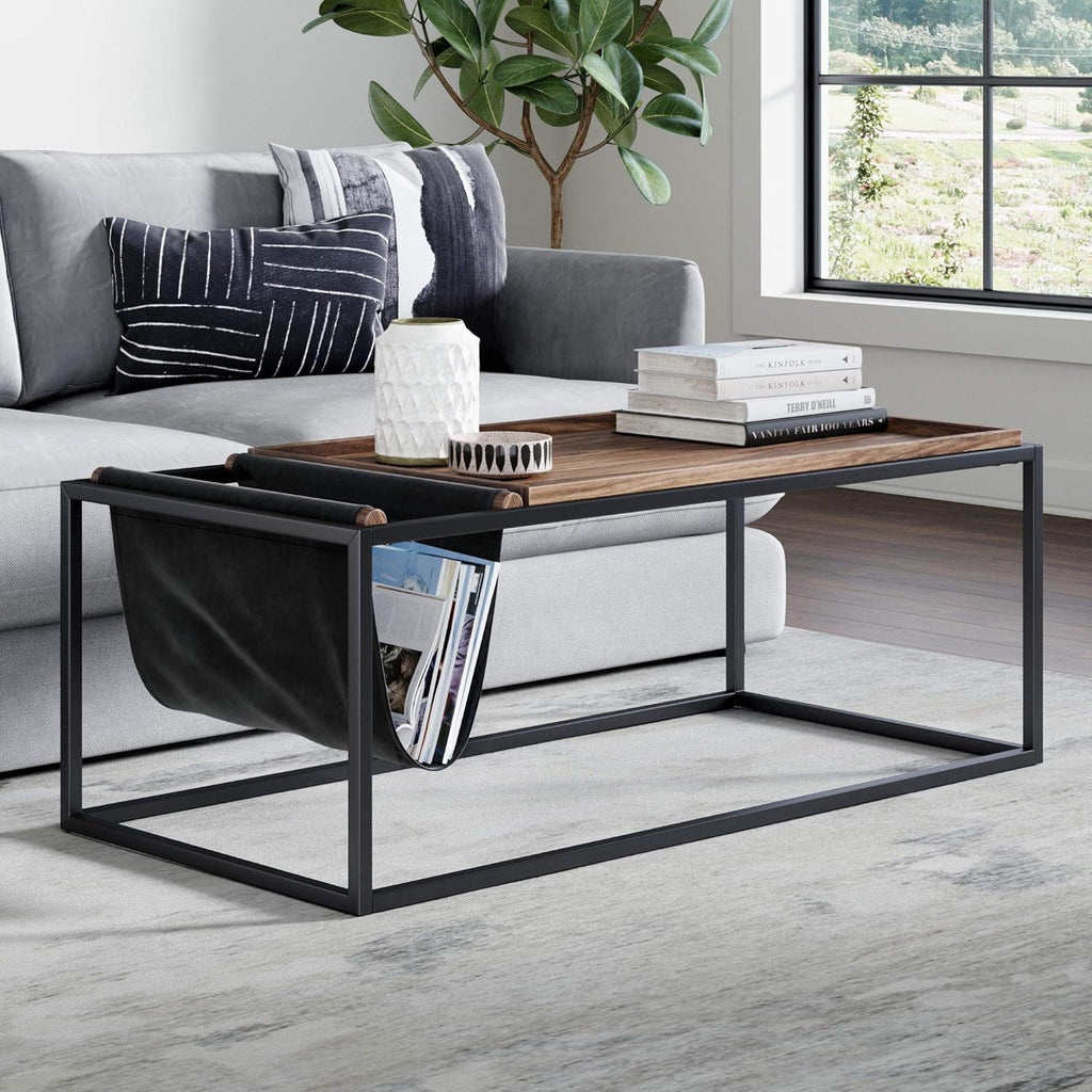 Walnut Acacia Veneer Metal Coffee Table L9244