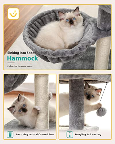 Green 32'' Cat Tree with Sisal Scratching Ramp and Hammock I54563