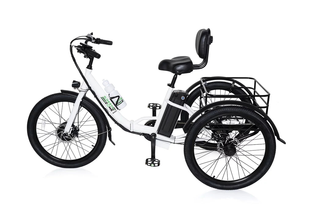 24" Electric Folding Tricycle, 7-Speed, 3 Wheels, 350W Motor, Black & White U7477