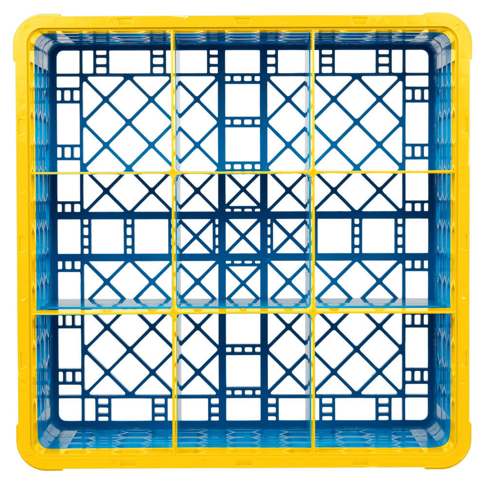 9 Compartment Yellow Glass Rack with 4 Extenders C249646