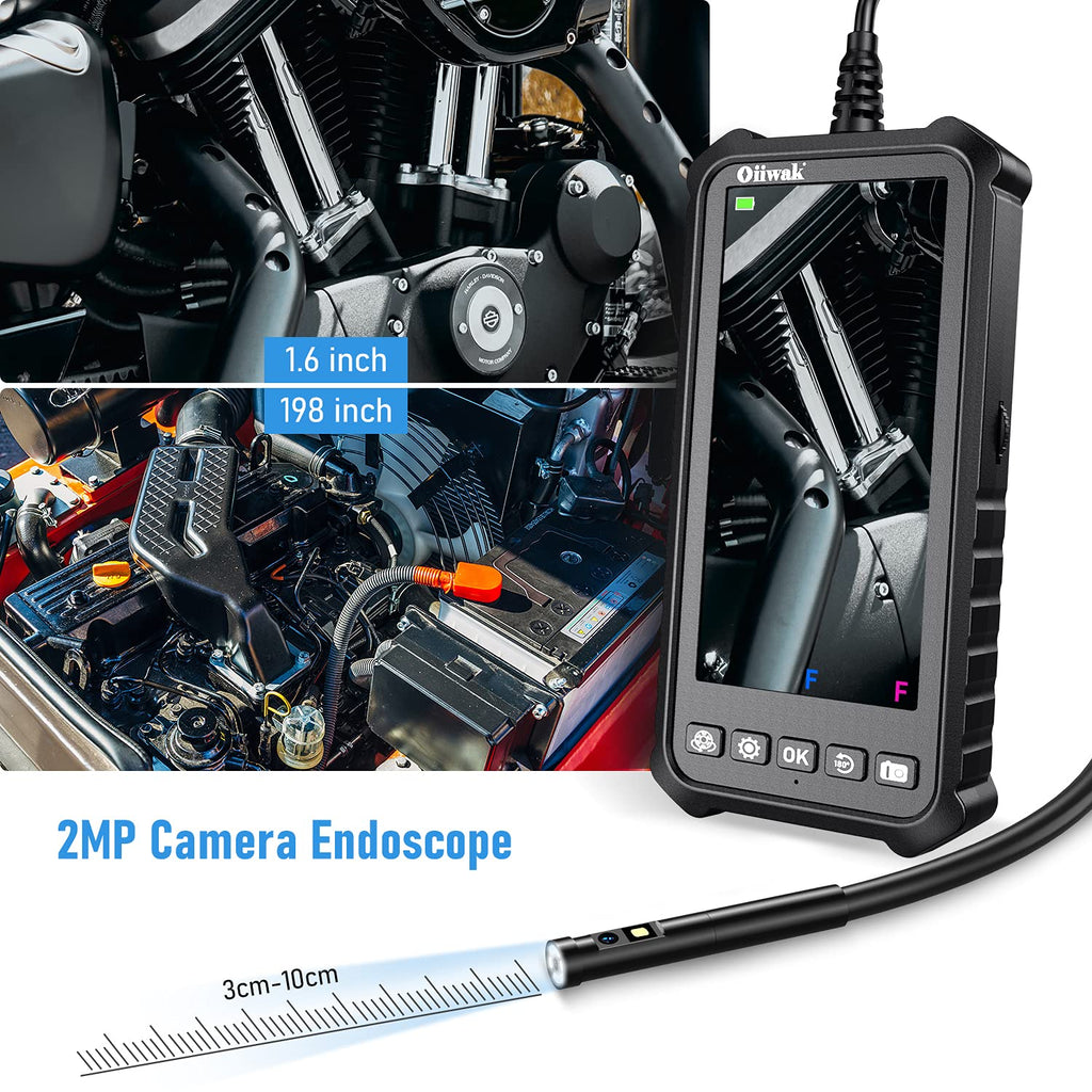 Dual Lens Endoscope Camera 1080P 5.18 IPS Screen 5mm IP67 Waterproof with 7 LED Lights 32GB Card 16.5FT Y136