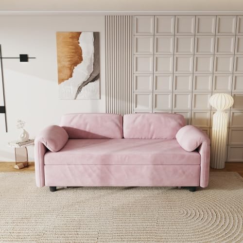 54'' Velvet 2-Seater Pull Out Sofa Bed with Storage Pockets D866193