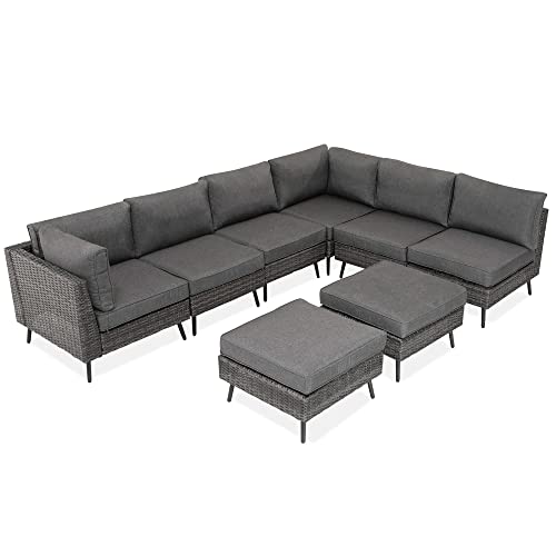 8 Piece PE Rattan Wicker Outdoor Sectional Sofa Set with Cushions M51127